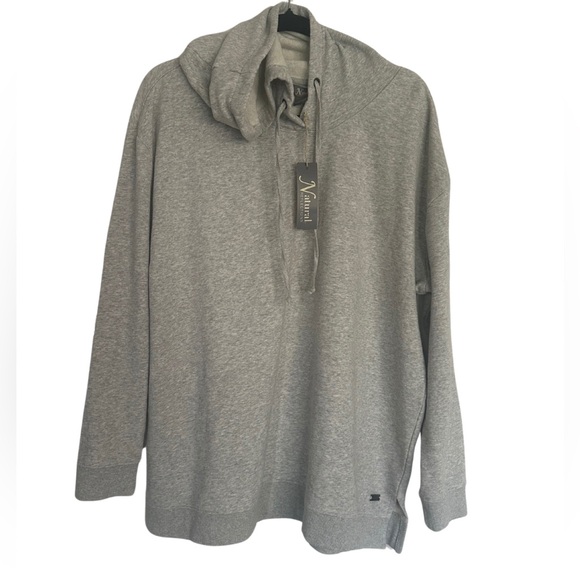 Natural Reflections Gray Cotton‎ Blend Oversized Sweatshirt/ Hoodie Size L NWT - Picture 1 of 7